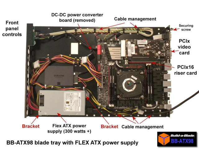 BB-ATX98 standard power supply tray with FLEX ATX power supply installed
