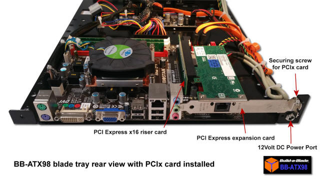 PCI Express card on the BB-ATX98 blade tray